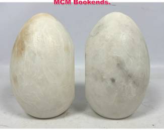 Lot 81 Pr Alabaster Egg Form MCM Bookends. 