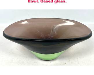 Lot 28 Ombre Green Smoked Glass Art Glass Bowl. Cased glass.