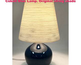 Lot 191 Danish Modern Bostlund Lotte Cobalt Blue Lamp. Original string shade
