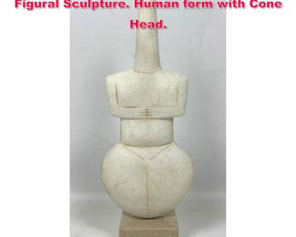 Lot 48 Carved Stone Modernist Abstract Figural Sculpture. Human form with Cone Head. 
