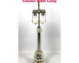 Lot 115 Clear and Mercury Glass Tall Column Table Lamp