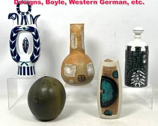 Lot 591 5pcs Art Pottery Vases. Anderson Designs, Boyle, Western German, etc.