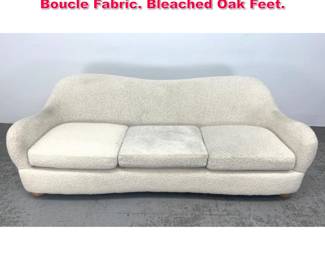 Lot 544 CB2 Bacio Modernist Sofa 3. Cream Boucle Fabric. Bleached Oak Feet. 