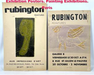 Lot 353 2pc RUBINGTON Peintures Exhibition Posters. Painting Exhibitions. Paris