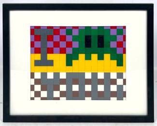 Lot 338 Invader style Mosaic Art. Unmarked.