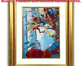Lot 13 Peter Max Porcelain Plaque. Blushing Beauty. Franklin Mint Limited Edition of 950. 
