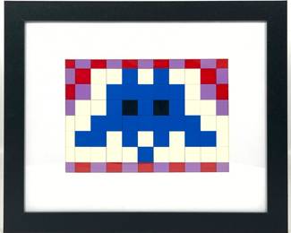 Lot 340 Invader style Mosaic Art. Unmarked.