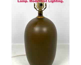 Lot 289 MCM BOSTLUND Studio Pottery Lamp. Modernist Lighting. 