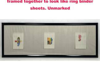Lot 308 Richard Tuttle. Offset lithographs. 3 framed together to look like ring binder sheets. Unmarked