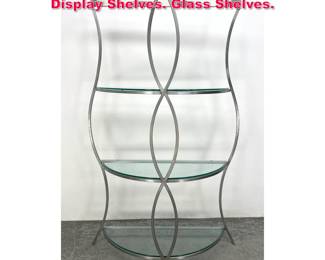 Lot 444 Decorative Stainless Etagere Display Shelves. Glass Shelves. 