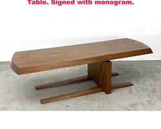 Lot 91 Studio Made Nakashima Style Coffee Table. Signed with monogram. 