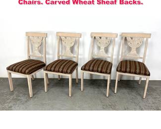 Lot 451 Set 4 Whitewashed Side Dining Chairs. Carved Wheat Sheaf Backs. 