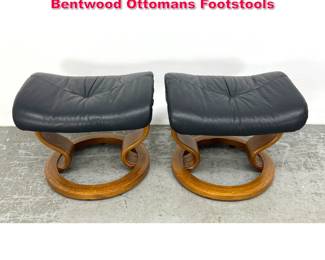Lot 167 Pair Ekornes Sweden Leather Bentwood Ottomans Footstools