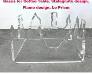 Lot 227 2pc Thick Sculptural Lucite Corner Bases for Coffee Table. Stalagmite design. Flame design. Le Prism