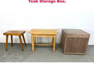 Lot 258 3pcs Furniture. 2 Stool Tables and Teak Storage Box. 