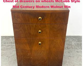 Lot 103 Mid Century Modern Walnut Mini Chest of drawers on wheels McCobb Style Mid Century Modern Walnut Min