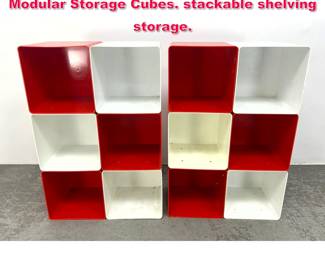 Lot 469 12pc 70s Mid Century Mod Plastic Modular Storage Cubes. stackable shelving storage. 