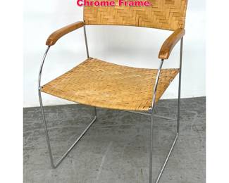 Lot 96 Split Wicker Arm Chair. Thin Chrome Frame. 