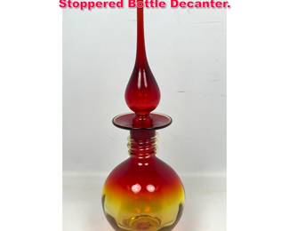 Lot 45 Mid Century Blenko Amber Glass Stoppered Bottle Decanter. 