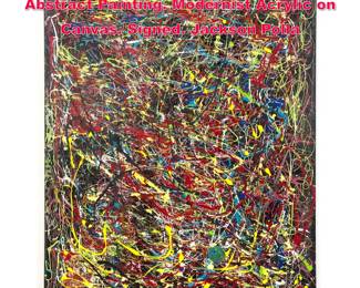 Lot 509 Large DENNIS SAKELSON Original Abstract Painting. Modernist Acrylic on Canvas. Signed. Jackson Polla