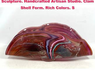 Lot 50 HAWTHORNE and NOWAK Art Glass Sculpture. Handcrafted Artisan Studio. Clam Shell Form. Rich Colors. S