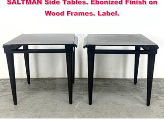Lot 330 PR JOHN KEAL for BROWN SALTMAN Side Tables. Ebonized Finish on Wood Frames. Label.