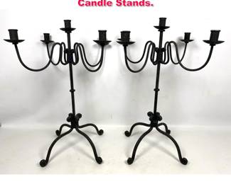 Lot 62 Pair wrought Iron Candelabra Candle Stands. 