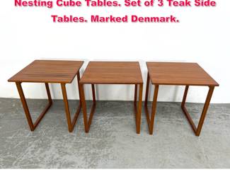 Lot 326 KAI KRISTIANSEN Danish Teak Nesting Cube Tables. Set of 3 Teak Side Tables. Marked Denmark. 