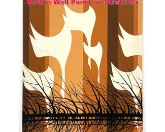 Lot 368 70s Vintage Mid Century Printed Cotton Wall Panel on Stretcher