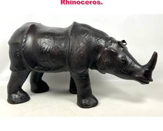 Lot 17 Large Leather Figure Sculpture of Rhinoceros. 