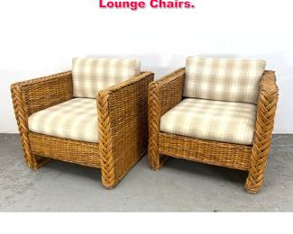 Lot 456 Pair Woven Wicker Rattan Cube Lounge Chairs. 