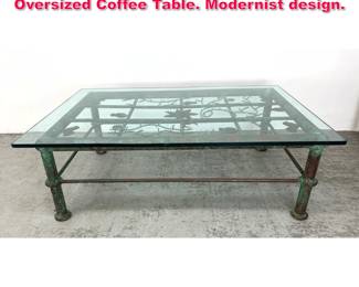 Lot 68 Custom Decorator Mixed Metal Oversized Coffee Table. Modernist design. 