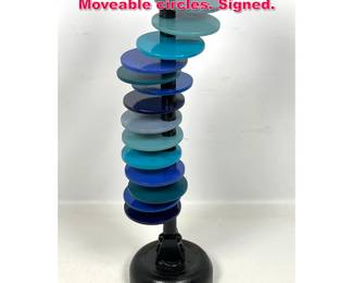 Lot 102 Joe Seltzer Totem Steel Sculpture. Moveable circles. Signed.