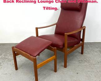 Lot 136 Westnofa Norway Teak Frame High Back Reclining Lounge Chair and Ottoman. Tilting. 