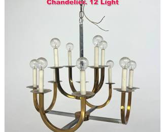 Lot 282 Brass Arm, Chrome Modernist Chandelier. 12 Light