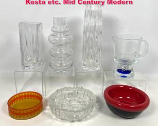 Lot 574 7pcs Art Glass. Vases and Bowls. Kosta etc. Mid Century Modern 