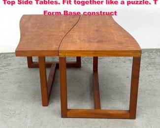 Lot 312 Pr KITTINGER Artisan style Shaped Top Side Tables. Fit together like a puzzle. T Form Base construct