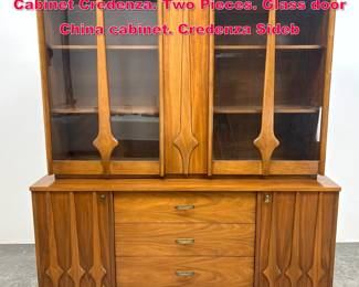 Lot 337 KENT COFFEY Perspecta China Cabinet Credenza. Two Pieces. Glass door China cabinet. Credenza Sideb