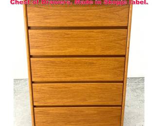 Lot 336 Tall Danish Teak Modern Dresser Chest of Drawers. Made in Skopje label. 