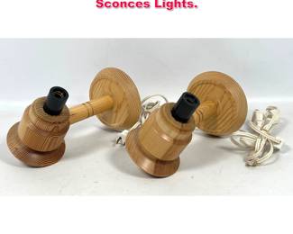 Lot 124 Pr Turned Wood Wall Sconces Lights. 