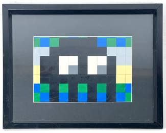 Lot 339 Invader style Mosaic Art. Unmarked.