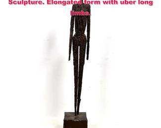 Lot 198 Modernist Metal female Nude Sculpture. Elongated form with uber long limbs.