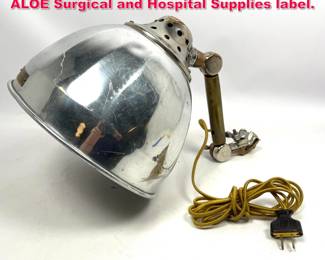 Lot 116 Industrial Medical Lamp Shade. A.S. ALOE Surgical and Hospital Supplies label. 