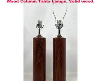 Lot 192 Pair Danish Modern Turned Teak Wood Column Table Lamps. Solid wood. 