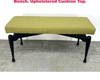 Lot 398 Ebonized Wood Frame Modernist Bench. Upholstered Cushion Top. 