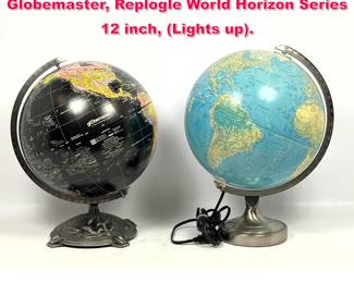 Lot 202 2 Globes One lights up. Globemaster, Replogle World Horizon Series 12 inch, Lights up.