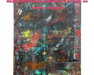 Lot 510 Large DENNIS SAKELSON Original Abstract Painting. Modernist Acrylic on Canvas. Signed. 