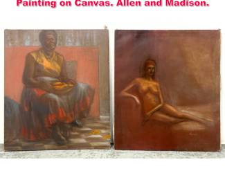 Lot 348 2pcs Impressionist Muted Tone Painting on Canvas. Allen and Madison. 