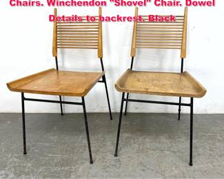 Lot 140 Pr PAUL McCOBB Maple Side Dining Chairs. Winchendon Shovel Chair. Dowel Details to backrest. Black