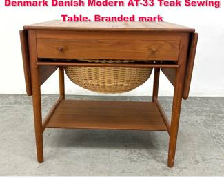 Lot 112 Hans Wegner Andreas Tuck Denmark Danish Modern AT33 Teak Sewing Table. Branded mark